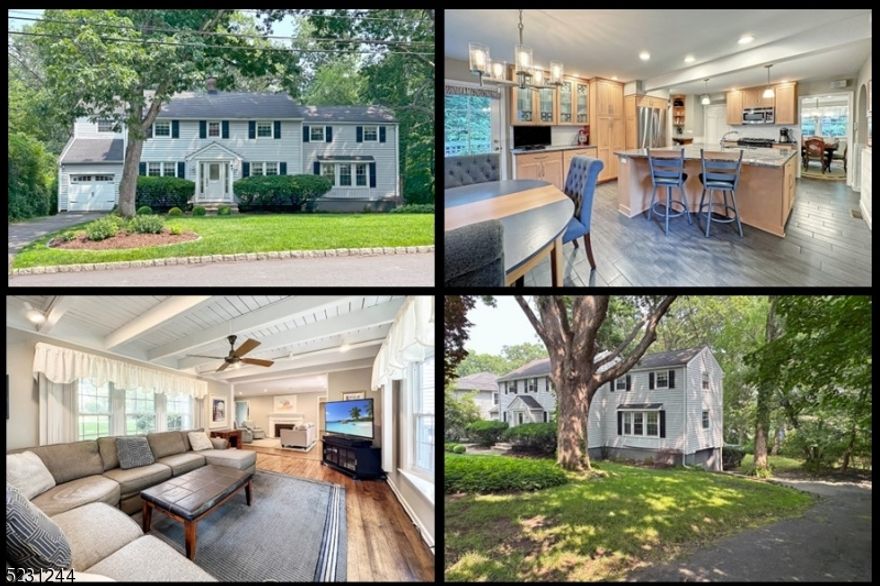 Fall in Love with this Well-Maintained Expanded Colonial in the Highly Desirable Burnet Hill Neighborhood. Set on a .39 Acre Double Lot with Beautiful Views + Large Flat Yard for Recreation & Relaxing, the House is a Perfect Combination of Traditional Charm & Modern Conveniences. Prepare Gourmet Meals in the Expansive Renovated Dream Kitchen boasting an Oversized Center Island with Breakfast Bar, Gorgeous Granite Countertops, Custom Maple Wood Cabinets with Pull-out Drawers in all Lower Cabs, Stainless Steel Appliances, & a Water Filtration System for the Sink. Other Features & Benefits include Updated Bathrooms  -one with a 2 person Jetted Tub- Crown Moulding, Hardwood Floors, Recessed Lighting, Ceiling Fans, 2 Fireplaces, & Abundant Updated Thermal Windows for Lots of Natural Light. You will Appreciate the 2nd Floor Laundry, Whole House Generator, Gas Heat with NEW Boiler & Hot Water Heater, 2-Zone Central Air, & Storage Galore. The Full Walk-out Basement has a Large Semi-Finished Room with Fireplace providing potential for a Home Office, Gym, Rec Room, Media Room, Craft Room etc.  Entertaining is Easy Inside & Out with a 22' x 20' Composite DECK off Kitchen and the Living Rm open to the Family Rm. Two Separate Attached Garages with 2 Separate Driveways provides Plenty of Parking.  Get All the Advantages of living in Livingston with Top Schools, Easy Access to Shopping, Restaurants, Medical Care, Recreation & Culture, Major Commuting Routes, + Public Transportation to NYC.