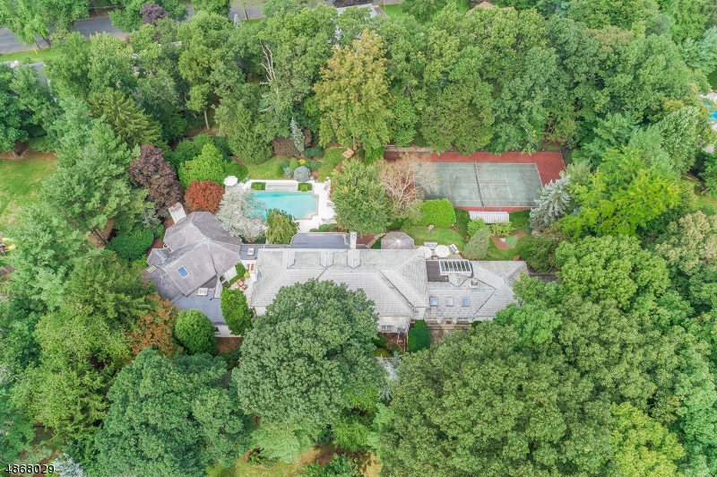 Spectacular all brick estate with stunning pool & tennis court in Short Hills ideally located on 1.468 acres of totally level property on most prestigious street! This custom home has a grand entrance hall, huge living room w/ gas fireplace & grand dining room, all w/ marble floors, a huge family room & den/library both w/gas fireplaces, gourmet eat-in kitchen & gazebo eating area w/ 11' ceilings, 2 incredible master suites, the most luxurious 1st floor master suite in Short Hills w/ 16' ceilings, gas fireplace, 2 massive closets, sitting/exercise room & spa-like marble master bath. 2nd level just totally renovated w/ master suite, + 5 more bedrooms & 3 new full baths. Lower level has media room, rec room w/ gas fireplace, sauna & 2 new baths for pool. Rare opportunity to own your dream home in Short Hills!