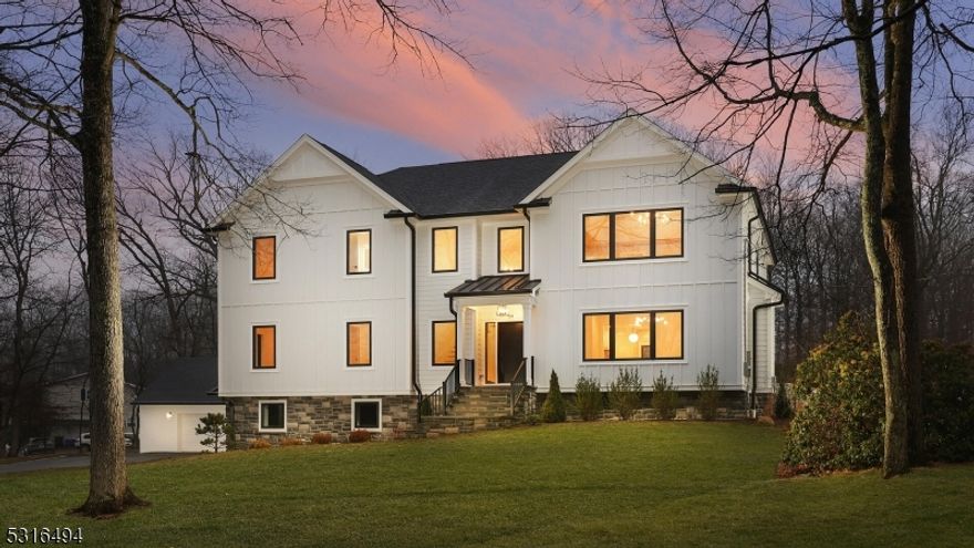 New Luxury Home by DC Premier Contractors!5 bdrms, 4.1 baths, 3 finished levels of 4,800 total sq ft.Located in a sought after neighborhood and set on a beautiful 1.56 ac lot.Exceptional design details, extensive high-end finishes with the highest quality construction, James Hardie siding, makes this stunning custom home so special.Features include; 4 car garage! (2 car-attached & 2 car-detached), 9' ceilings on 1st floor, 4" oak hardwood floors, open floor plan, full house generator, large driveway with belgium block edging, all closets outfitted, and so much more!The 1st level boasts a seamless open floor plan; perfect for entertaining!The gourmet kitchen comes complete w/luxury appliances, large center island, hidden walk-in pantry with beverage fridge and room for 2nd fridge/freezer.Kitchen flows seamlessly to the family rm with coffered ceiling & modern gas fireplace.The kitchens leads to the expansive backyard with a 25x25 patio and fresh new landscaping.Privately located off the 2 story foyer is an elegant dining room with built in cabinetry, large 1st floor bedroom/office and full bath.On 2nd lvl, you will find a fabulous primary suite with vaulted ceiling, oversized walk-in closet, and spa-like bath with a freestanding tub & walk-in shower with double vanities, 3 more bdrms & laundry rm complete the floor.Finished Basement with built-in cubbies, powder room, sprawling rec space, and storage.DREAM location, just 5 minutes to top rated schools, including Pingry School.