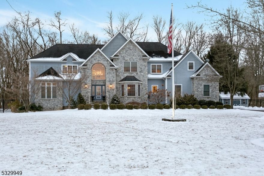 Discover this timeless gem situated on over an acre showcasing outstanding craftsmanship and luxury throughout. This sophisticated 4-bedroom custom colonial is elegant, light-filled and generously scaled with custom moldings throughout. Gorgeous spaces include the graceful two-story foyer and elegant living room. The formal dining room has direct access to the gourmet kitchen which boasts top of the line stainless steel appliances and high-end finishes. The breakfast area leads to the family room which offers a custom coffered ceiling and gas fireplace. Finishing this level is the office with custom built-in cabinetry, two half baths, and laundry room. Upstairs the primary suite impresses with an enormous custom-fitted walk-in closet and bathroom with soaking tub and spa shower. Three additional bedrooms with custom closet organizers, Jack and Jill bath, and another full bath complete this floor. The finished lower level offers endless possibilities with a large rec room, bedroom, and full bath. Enjoy gatherings outside on the patio overlooking the expansive private lawn. An insulated finished shed with electricity, heat, and workshop with cabinetry can be customized to suit your needs! Other features include 3 heating/cooling zones, built in Generac generator, extensive custom moldings, and hardwood floors throughout. Close to downtown Basking Ridge, parks, restaurants, and transportation in a top NJ school district, this is the exceptional home you've been waiting for!