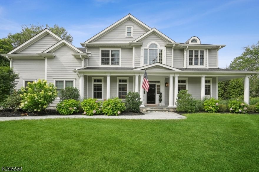 Fabulous 9 year young custom 6/7 Bedroom Colonial built by reputable local builder Chris Maier is set on a large lot in the Washington School District across from Canoe Brook Golf Course.  Inviting lemonade porch enters to a two-story foyer flanked by Dining & Living Rooms. Enjoy a beautiful Eat-in-kitchen w/high-end appliances, a spacious eating area & separate wet bar w/bev. frig. The Kitchen is open concept to the large Family Room with gas FP.  Custom built-ins added to both the Dining Room and Family Room.  The Kitchen and Family Room have doors to a large patio & an expansive, level backyard surrounded by mature trees and plantings. Convenient first floor BR/OFC w/Full bath.  Direct entry from the 3-car garage to the mudroom area.  5BRs on the second level (3 ensuite, 2 w/Jack & Jill Bath).  Primary suite is very spacious w/sitting area, WIC's & a luxurious primary bath w/jetted tub.  The lower level has an Exercise Rm/7th BR w/full bath.  A large Rec Rm with terrific play space plus a separate entertainment/media room.  Whole house generator.  This move-in ready home is in a great location close to Wash. Elementary School & offers easy access to downtown Summit, major highways/transportation.  A must see!