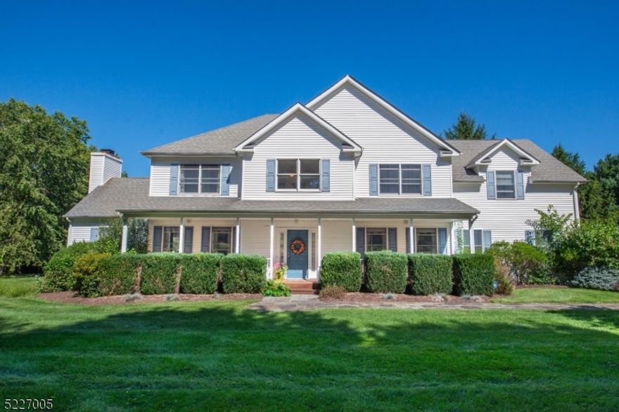 Gorgeous 4 bedroom, custom built Colonial, with 4 full bathrooms, spacious 3 car garage, and a finished basement. Enjoy entertaining guests in the large updated eat-in kitchen with center island and sliders leading to the back deck. The backyard resembles a park-like setting, on 2.75 acres of flat and open property with a beautiful in-ground pool. This home also features a large rocking chair front porch set back from the street, central air, hardwood floors on the 1st and 2nd floor, 9' ceilings, bright and welcoming 2 story entryway, and cathedral ceiling in the family room. The expansive master suite features a Juliet balcony overlooking your private oasis backyard with an ensuite sitting room and spa bathroom leading into a custom boutique closet. Move right into this jaw-dropping home, unpack and start living life!