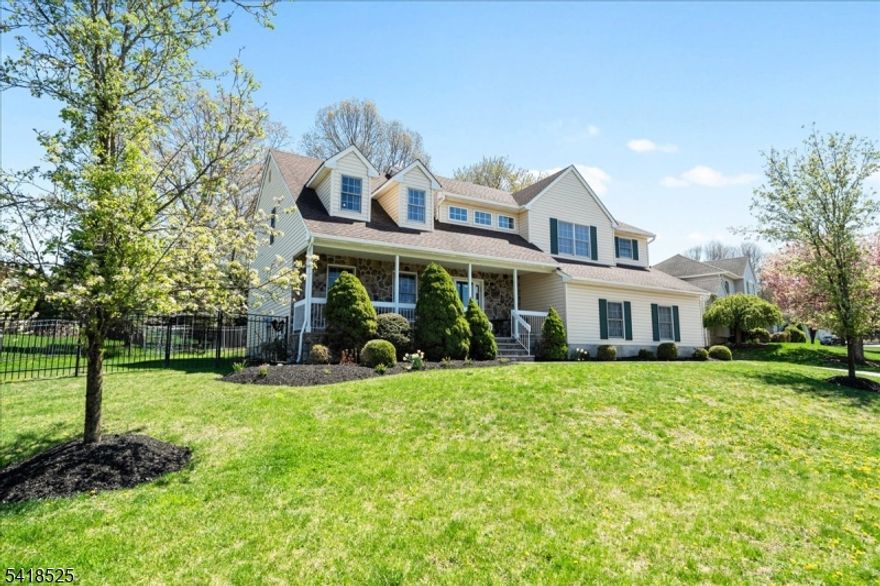 Pride of ownership shines in this move-in ready 5BR Colonial in desirable Forest Hollow, Succasunna.  A paver walkway leads to a covered front porch and 2-story foyer opening to the living room, formal dining room, and family room with gas fireplace.  Updated powder room, and bright 3-season sunroom overlook a maintenance-free deck and private fenced yard. Renovated eat in kitchen features center island, custom cabinetry, quartz counters, backsplash, farm sink, and premium appliances.  Additional highlights include hardwood flooring, recessed lighting, ceiling fans, 1st-floor laundry, and 2-car garage with main level entry. Finished full basement offers flexible living space and lots of storage.  Public utilities & natural gas.  Sidewalk-lined, tree lined street near schools, Horseshoe Lake, Rec Complex, shopping, Routes 10, 80, 206, 46 and mass transit.