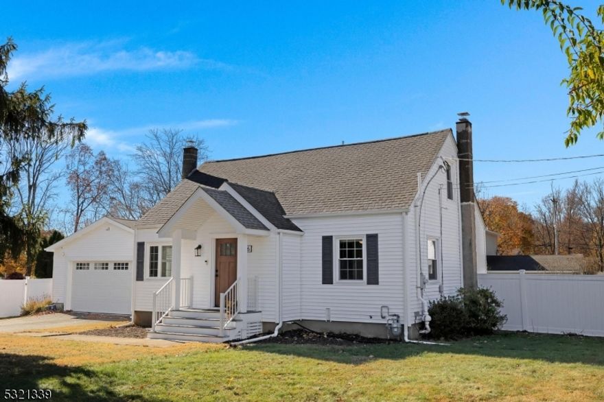 Completely updated, light and bright spacious cape with open floorplan in fantastic neighborhood is one of a kind! Steps away from Turkey Brook Park and conveniently located minutes to Rts. 46 and 80, this home offers all convenience and nothing to do but unpack and enjoy! Large level lot with white vinyl privacy fenced rear yard, paved driveway and covered front porch welcome you to 6 Sunset Drive! Step inside through the new front door and immediately be wowed by beautiful hardwood flooring, neutral decor, newer thermalpane windows, newer moldings, doors and more. To list some of the recent updates and upgrades: partial roof new, new seamless gutters, central air and mini-split HVAC systems, 2 updated baths, updated lighting, newer center island kitchen with quartz countertops and tile backsplash, dining area with skylight, stainless appliances including gas range, range hood and refrigerator.  Full, unfinished basement has limitless possibilities and has Bilco door access to backyard. Two car attached garage has possibilities for 4 cars, tandem style -with the high ceiling and high lift garage door, is is the perfect spot to fix cars, store things, or use as workshop. Natural gas, public water and sewer, Mt. Olive School System and so much more!