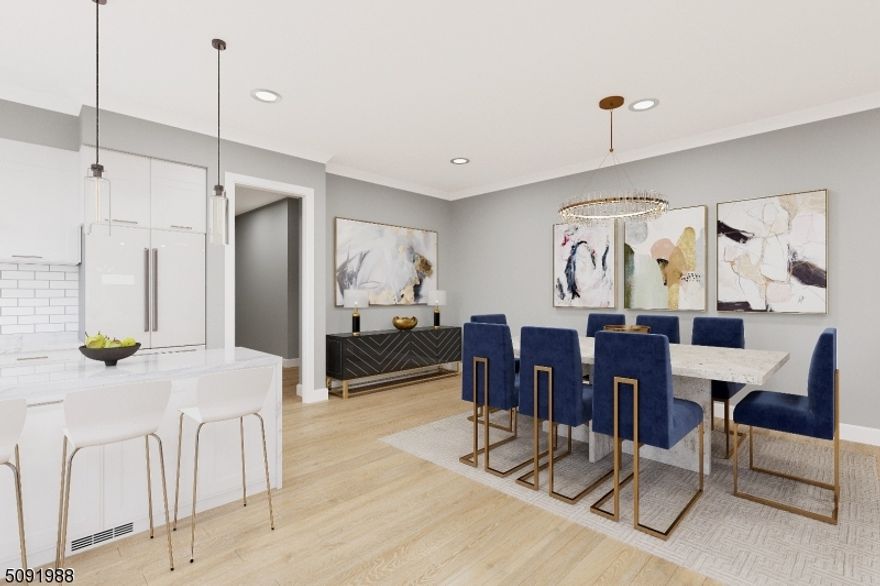 Hurry! Only End Unit left in the most exciting Townhouse Development in Summit!!! 3 bedrooms, 3 full baths & 1 half bath to be built by Summit's premier builder, Mountainview Developments, occupancy May 2022. Ideally located just a few blocks to downtown Summit - high ceilings, high end finishes with white oak hardwood floors throughout. Great room features gas fireplace & access to deck & is totally open to stunning gourmet kitchen with custom white cabinetry, quartz countertops, under cabinet lighting, & top of the line appliances. Luxurious Primary Suite & spa-like Primary Bath with soaking tub & shower stall plus 2 more bedrooms & laundry on 2nd floor. Media room in lower level with full bath with attached 2-car garage. Gorgeous townhouses in the absolutely ideal location in Summit! Best of the Best...Just move right in!!