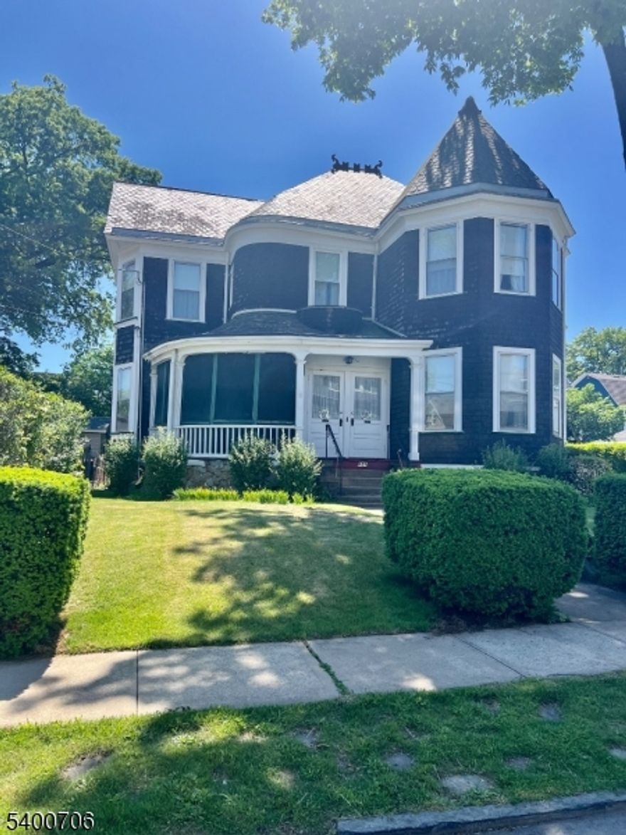 Remarks: Welcome to this  two-family 2470 Sq ft  Victorian Queen Anne home in Forest Hill the highly sought-after North Newark neighborhood, high ceilings ,situated on gorgeous  100x55 lot, this property offers ample space Great opportunity for either an investor or owner/occupant. With a little TLC, you can make this into something special. This property offers incredible versatility, substantial income potential, and a prime location just blocks from famous Branch Brook Park and Belleville Park, close to NYC & Newark transportation. Unit 1 features 2 bedrooms, 1 bathroom, a living room, dining room, kitchen and full WALK OUT BASEMENT  Unit 2 features 2 bedrooms, 1 full bathroom,  a living room,   kitchen and   BONUS HUGE ATTIC  . Step outside to a nice size backyard, perfect for cookouts and gatherings .Deatouch two car garage. Seller is  selling "as is".  Don't miss this amazing opportunity!