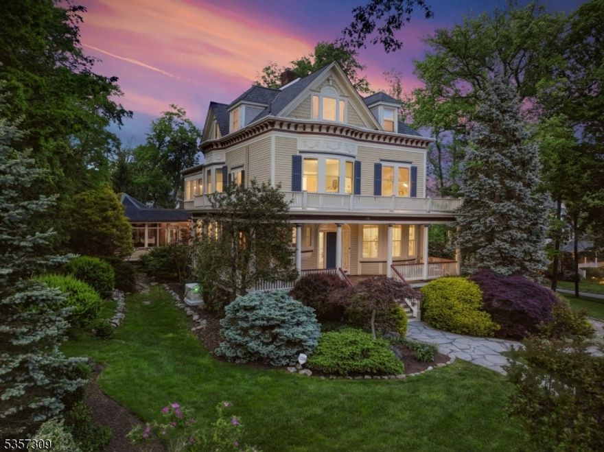 Spectacular 7 bed, 3.2 bath home (with two additional work-from-home offices) set on a professionally manicured one acre level property on the most beautiful block in the Wyoming Estates section of Millburn.  Updated in 2022 with gorgeous original detailing throughout, this home seamlessly integrates classic charm with modern living.  Bright, spacious interiors with oversized windows & high ceilings.  Gourmet, eat-in kitchen with marble tile backsplash and quartz countertops, and stainless steel appliances. Retreat to your own primary suite with a spa-like bath with soaking tub, stall shower, & radiant-heated floor.  Multiple office spaces provide options for work-from-home.  An entertainer's dream with easy indoor/outdoor access, an incredible custom mahogany gazebo, an expansive deck, and professionally landscaped, private grounds. Recent upgrades include a new roof with a 50-year warranty (2025), whole house Generac Generator (2024), hookup for EV charger, renovated hall bath (2022), whole home monitoring system, and more! A quick stroll to the Midtown Direct Train in Maplewood, Wyoming Elementary School, and South Mountain Reservation. This home is NOT zoned historic.