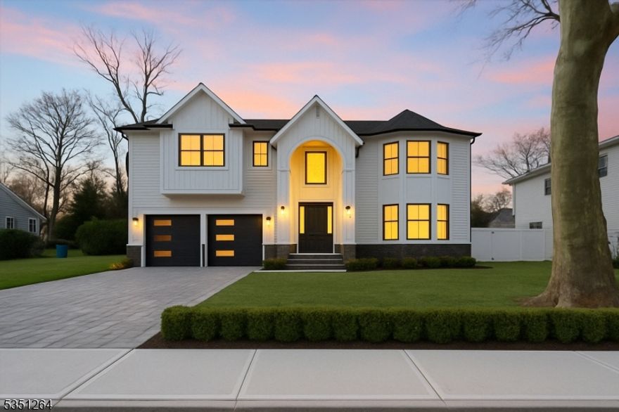 Welcome to a masterfully built custom estate redefining contemporary luxury in the heart of Paramus. This 6-bedroom, 5.5-bath new construction blends intelligent design, curated finishes, and timeless elegance.A dramatic marble entry foyer greets you with soaring ceilings, uplighting, and a striking adjustable chandelier. Rich white oak floors flow throughout, complemented by detailed millwork, coffered ceilings, and ambient lighting.The chef's kitchen is a sleek showpiece featuring Wolf appliances, quartz countertops, soft-close cabinetry, and a spacious butler's pantry ideal for entertaining. Open-concept living and dining areas are framed by oversized windows, creating a seamless indoor-outdoor flow.A first-floor en suite offers flexible use as a guest room, office, or library. Upstairs, the luxe primary suite boasts a custom walk-in closet with center island, spa bath with dual rainfall showers, soaking tub, and double quartz vanity.The finished lower level features a home theater, gym, bedroom, full bath, and custom kitchenette with bar perfect for hosting or extended stays.Smart home tech includes Bluetooth speakers, smart panels, and customizable control systems. This home is an experience in refined living, comfort, and modern innovation.