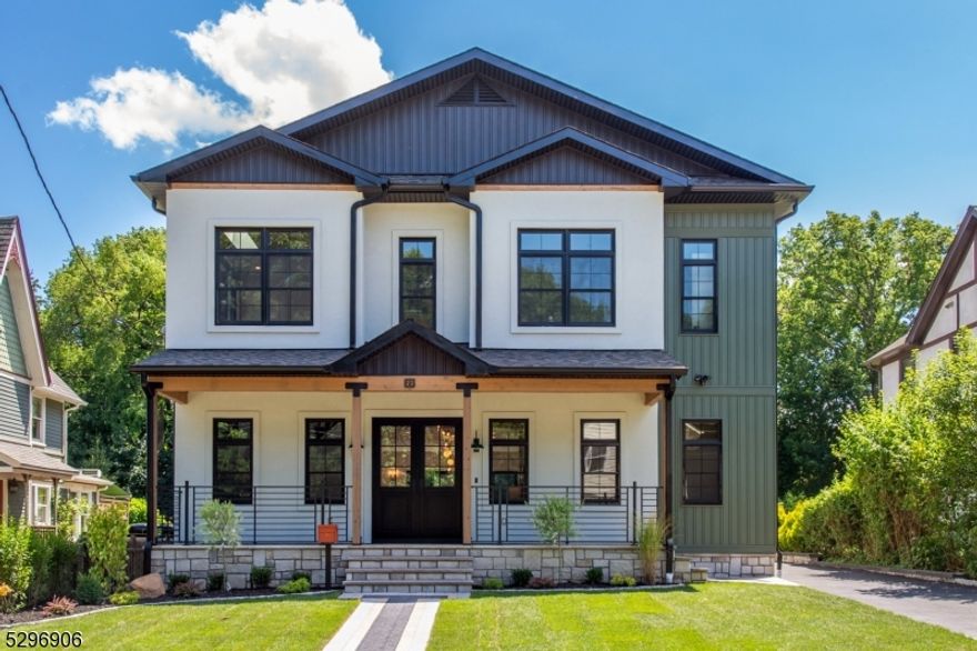 New construction contemporary gem w/high-end finishes and superior craftsmanship has 10-ft ceilings and offers 4 BR, 3 BA, 2 1/2 BA & 2 offices ideal for WFH. Gourmet kitchen is equipped with state-of-the-art appliances, custom cabinetry, quartz counters, and a massive island. Nearby pantry includes a 2nd wall oven, DW and under counter refrigerator drawers - ideal as a prepping station/extra storage. Adjoining LR and dining areas flow seamlessly, enhanced by windows that flood the space with light. 2-way gas FP adds warmth and ambience. Craft your favorite cocktails at the bar accentuated by a flip-in window. MBR complete with a spa-like ensuite BA and 2 generous WICs. Immense, finished bsmt offers endless possibilities for recreation, a media room, or fitness area. Rear deck & private 3-8' heated saltwater pool and outdoor gas firepit. Sonos indoor/outdoor system. Detached garage w/ EV charger. Situated on a dead-end, steps away from Brookdale Park and mins to Watchung Plaza.