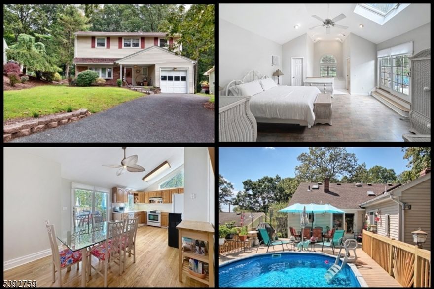 Discover this exceptional 4-bedroom, 2.5-bath split-level nestled on an expansive .4+ acre lot " larger than most properties in the sought-after White Meadow Lake community! This beautifully maintained residence combines modern comfort with resort-style living. The stunning primary suite addition is a true sanctuary, featuring cathedral ceilings, skylight, a luxurious jetted tub, separate shower stall, walk-in closet, and direct access to the deck. The inviting living room showcases a wood-burning, brick fireplace with vaulted ceilings, while the spacious kitchen offers abundant cabinetry and vaulted ceiling. Gleaming hardwood floors flow throughout the home, and you'll enjoy year-round comfort with gas forced-air heat and central air conditioning. Notable features are the 7-year-old roof and 5-year-old furnace, plus a generous garage and finished basement with utility room with laundry. Your private, fenced, backyard oasis is truly spectacular, featuring pool surrounded by expansive decking, perfect for entertaining! The flat, oversized yard provides endless possibilities for outdoor activities, complemented by a charming paver patio with fire pit area. Enjoy White Meadow Lake lifestyle with amenities including swimming, boating, fishing, tennis, basketball, and playgrounds. This home offers a true vacation-at-home experience with beaches and recreation, all conveniently located minutes from shopping, dining, and major highways. Live the lake life you've been dreaming of!