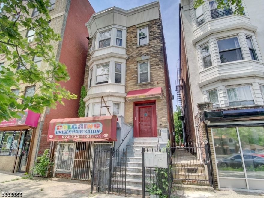 This 4-story mixed-use building offers incredible potential for investors and visionary buyers alike. Located on a high-visibility, high-traffic street just minutes from downtown Newark and major landmarks like the Prudential Center, NJPAC, and municipal buildings, the property presents a canvas ready for transformation. The building features three residential units above, each with two bedrooms and one full bath, plus a former barbershop on the ground floor perfect for a commercial storefront or office space. All units require upgrades and renovation, giving new ownership the chance to reimagine and reposition the property for today's market. Delivered completely vacant at closing, this property offers flexibility and the opportunity to achieve strong market rents after renovation. Whether you're looking to build a rental portfolio, operate your own business, or both this is the one to see. Rents noted are suggested amounts.