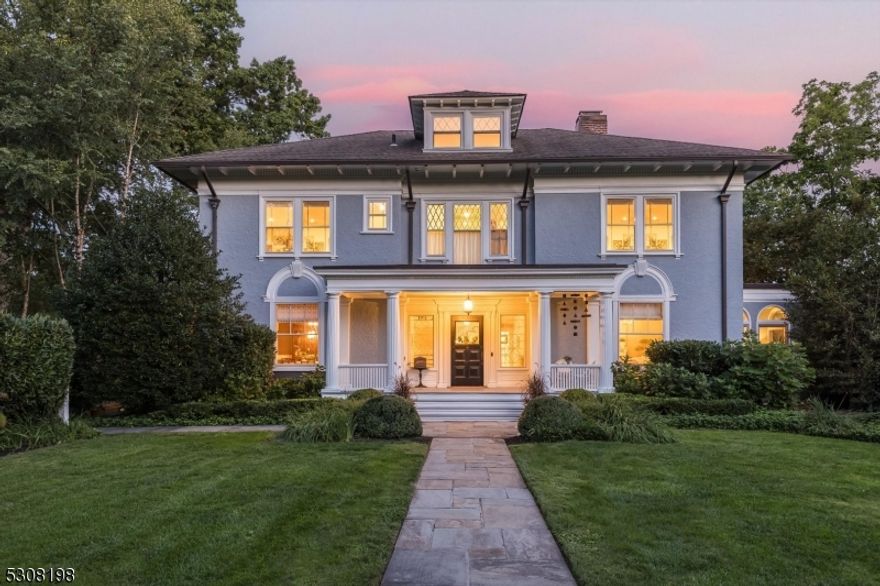 Seize this once-in-a-lifetime opportunity to own a stunning Villa on 0.66 acres, right in the heart of the Village with immense privacy - 200 yards from EVERYTHING. With a remarkable renovation by Clawson Architects, this exceptional home includes a vast gourmet kitchen with a butler's pantry, top-of-the-line cabinetry, a 6-burner Wolf stove with griddle, built-in Bosch freezer, dual refrigerators, huge island & breakfast room + grilling porch. The addition added a primary suite w/ a walk-in closet, an en-suite designer bath, as well as a bedroom that overlooks serene treetops, & a coveted attached two-car garage w/ direct access to a mudroom w/ a slate floor, perfect for storing all your essentials. The grand entrance welcomes you w/ a stunning foyer adorned w/ columns & leaded glass details, bathed in light. The main level provides luxury spaces for entertaining w/ elegance. A mezzanine leads to the 2nd floor w/ three expansive bedrooms w/bathroom, and the luxurious primary suite. The 3rd floor offers more bedrooms, bath and a private recreation space. Not in the mood to go to the Country Club? Just enjoy your gym, wine cellar, and ultimate GarBar, patios, sweeping grounds, and lush gardens. Just ONE block away, you'll find Maplewood Village's wine shops, restaurants, bakeries, coffee shops, the Woodland and train to NYC in about 30 minutes! With its remarkable architectural details, luxurious flow, and meticulous renovation, this home is truly one of a kind.