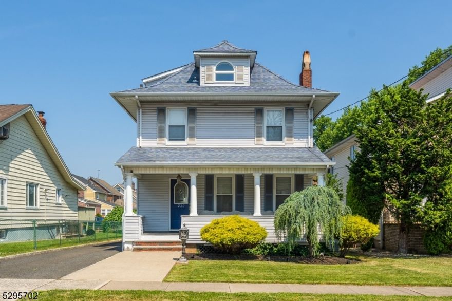 Step into this charming Colonial home that beautifully combines old-world charm with modern conveniences. Begin your tour with the airy front porch, a perfect spot for morning coffee or evening relaxation. Inside, the living room exudes warmth and coziness, featuring a classic wood-burning fireplace, perfect for those chilly evenings. Adjacent to the living room is a formal dining room, ideal for hosting dinners. The spacious eat-in kitchen is a chef's delight with lots of cabinets, complete with an office space and a convenient half bath. On the second floor, you will find three well-appointed bedrooms and a full bath, offering comfort and privacy. The finished attic provides additional living space, perfect for a playroom, home office, or extra bedroom. The unfinished basement, which includes a full bath, presents endless possibilities for customization according to your needs. Outside, the spacious backyard is a true oasis, featuring an above-ground pool that promises endless fun and relaxation during the summer months. A detached one-car garage with additional storage space completes this wonderful property. Ideal location blocks away from train with direct access to NYC , and major highways. Don't miss the opportunity to make this delightful home your own!
