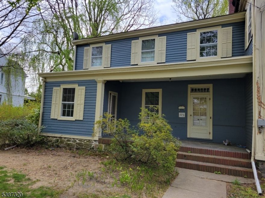 Neat, spacious, approximately 1,500+ sf, two-level, 7-room, 4-bedroom, 1-bath unit in a renovated, 19th century, grand, Colonial-style home that adjoins the famous County Green in the Historic District of Victorian Belvidere.  The living area is extensive, along with the sole use of a dedicated, full, partially finished basement.  Includes an oversized, detached two-car garage , with a private, 3-car paver driveway; ample off-street parking as well.  Use of a large, landscaped yard , with mature trees, gardens and public sidewalks.Exhibits original hardwood floors, high ceilings, original wood moldings, a living room with a working fireplace, separate dining room, eat-in kitchen nook, kitchen and 4 second level bedrooms, accessed via an open, balustrade staircase.  Use of two, private, first-floor covered porches; one with views of the County Green, the other of the landscaped yard.  Natural gas heat, public water and sewer and full-sized washer/dryer provided.Situated on a corner, level, lot in a quiet residential neighborhood in the most desirable section of Victorian Belvidere, the home fronts the Warren County Courthouse public park, Within walking distance to all schools, across the park from the historic Georgian-style Warren County Courthouse walk to post office, bank, retail/antique shops and a variety of cafes three blocks to the beautiful Delaware River public boat ramp/river access.  Pet-friendly.