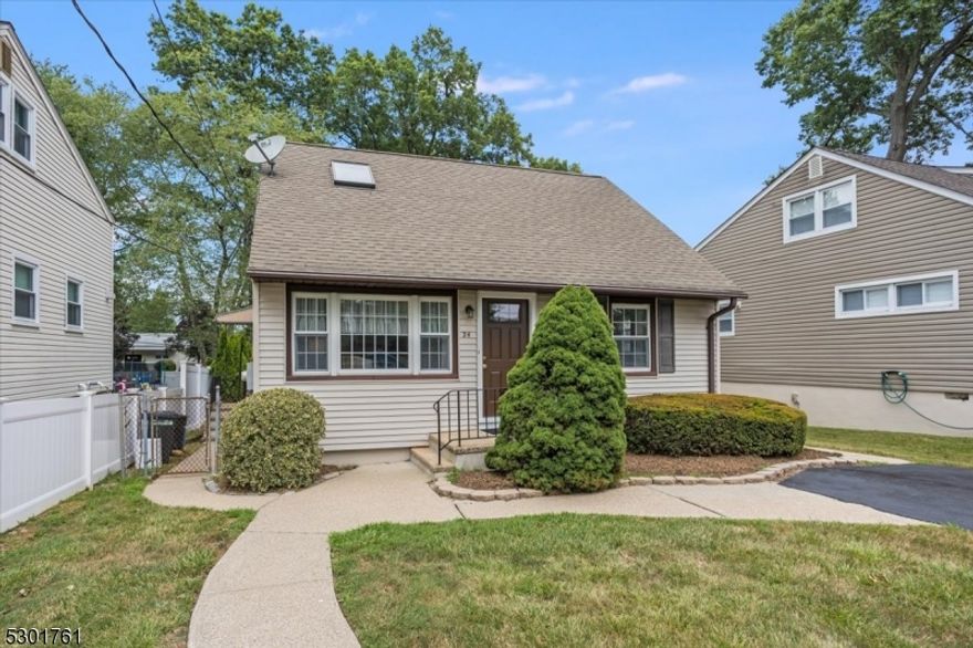 Charming Cape Cod home in the Northern Lake Hiawatha section of Parsippany.. Under 2 miles to the Knoll Golf Club.  Primary bedroom is on the 1st floor with Eat in Kitchen, Living Room, Full Bath and Dining Room currently being used as a 4th bedroom, with sliders to the rear deck.  Closet can be accessed by opening the sheet rock if you want to turn the Dining Room into a guest bedroom.  Main Bath on 1st floor has a laundry chute directly to the Basement Laundry Room!  Kitchen also has access to very very large level and completely usable back yard with chain link fencing.  Rear yard has access to the street behind the home which is Knoll road.  A great yard for entertaining on the deck/grass or patio so much usable space.  Store your lawn items in the large shed.  The upstairs has 2 large bedrooms and easy access attic storage. The Window AC units will be left for the new owner and an attic fan helps cooling  the upstairs as well.  A very large dry and clean basement has a utility room and workshop/storage plus a finished Recreation room for parties/gatherings/relaxing and includes a half bath. Perfect home in a perfect location.  Well maintained and cared for by the current owners.  Easy access to rts 287, 80, 46 and downtown Boonton.  Water heater is less than 2 years old Roof is 15 years old and Furnace had oil burner replaced in 2005. 2nd refrigerator in basement included