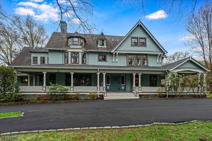 This stately Queen Anne Victorian makes an impression w/ timeless architectural detail, set on 1.8 expansive, park-like acres in sought-after historic Montrose Park. A gracious wraparound porch & dramatic foyer introduce the home's grand proportions, while freshly painted interiors create a bright, updated feel. The spacious eat-in kitchen features granite countertops, butler's pantry & large walk-in pantry w/ W/D hook-up. Historic elegance is abundant throughout including 6 fireplaces & detailed moldings/trim. Multiple living areas including a formal dining room and two family rooms, great for entertaining. Offering 8 bedrooms and 3 multi-use rooms, including a primary suite w/ fireplace & WIC and multiple offices, the home provides exceptional flexibility. 6 full baths & 2 half baths have been enhanced including the powder room that has been fully refreshed w/ new tile & fixtures. The lower level features newly finished rooms, a dedicated gym w/ TV, a wine cellar & full bath. Additional upgrades include updated overhead lighting, convenient 2nd floor laundry, refinished sunroom flooring, in-ceiling speakers in kitchen & dining room & new boiler. Major exterior improvements include partial roof replacement, new 3 car garage, new car charger, new fire pit, new fence, new front porch steps & railings, repaved circular driveway & full exterior painting. A rare opportunity to own a distinctive, move-in ready home that seamlessly combines historic charm w/ meaningful updates.