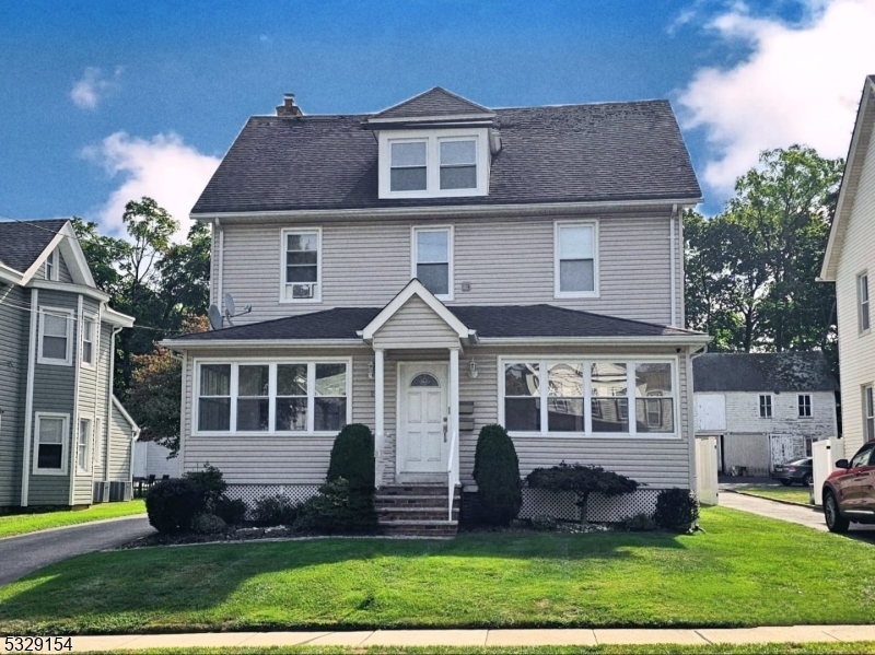 A rare find on a quiet street in Caldwell: Updated, spacious three-bedroom, two-bath first-floor apartment. Sunny living room with high-hat lighting, primary bedroom with ensuite tiled stall shower. Main bath with tiled tub/shower. Modern eat-in kitchen with quartz counters (in progress), breakfast bar peninsula, plus dining/family room area.  In-unit laundry. Unfinished basement for storage. Fresh paint and new luxury vinyl floors throughout. Two assigned parking spots in rear. Common area access to enclosed front porch and backyard. One block to Bloomfield Ave buses, near shops and restaurants in central Caldwell. Inside pics coming soon.