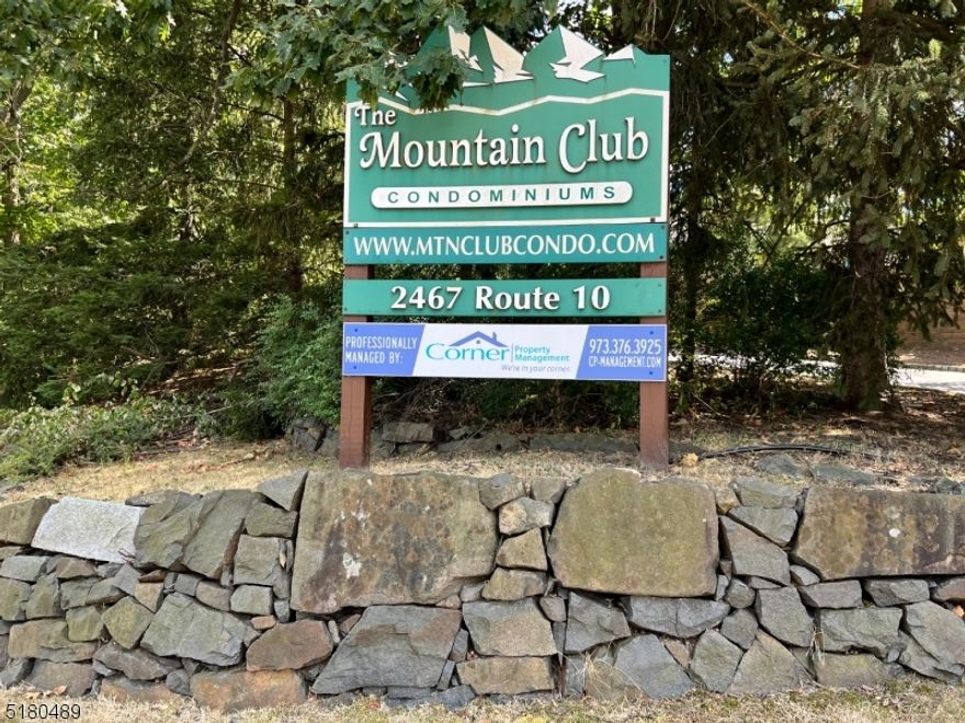 Welcome home to this updated second floor condo located in the desirable Mountain Club community. Updates include: newer kitchen, stainless steel appliances and full bath, good size bedroom with two double closets, spacious living room, dining/office area, newer wall to wall carpet throughout, plenty of natural light and a beautiful skyline view from the living room picture window.  Rent includes heat, gas, hot water, cold water and sewer. Assigned one parking space (#137) and additional street parking for guests. Secured storage unit and coin operated laundry facility in the lower level of the building. Complex amenities consist of an outdoor pool, gym, sauna, and newly renovated clubhouse. There is a one time fee of $20.00 for a set of keys to the fitness center. Tenant pays only electric and cable, $400 to Mountain Club Association for move in/move out fee and up to $100 for any repairs. NO SMOKING/NO PETS. Super convenient location, minutes to routes 10, 287, 80, shopping centers and the Morris Plains Train Station. Some photos are from a previous listing.