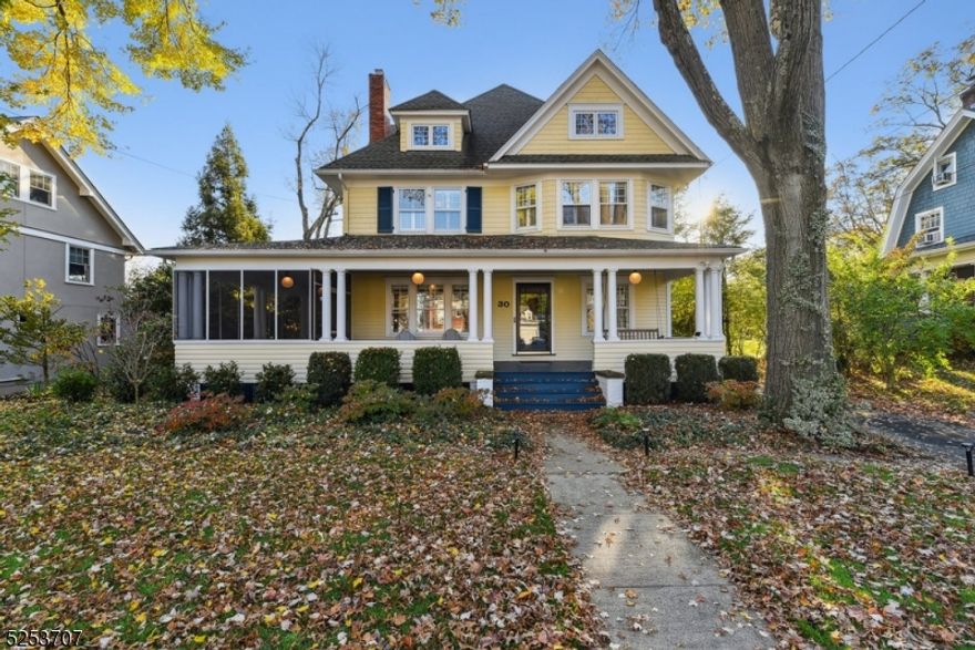 Stunning 5 bedroom, 4.1 bath renovated Colonial located on a beautiful sought after street close to the vibrant downtown village and MidTown Direct train. You are welcomed by the large wrap-around porch and gracious foyer. This home offers an open concept with modern amenities while still embracing the magnificent period details throughout. The first floor has a striking foyer, a fabulous well appointed kitchen with large limestone center island, Thermador refrigerator and separate freezer, La Cornue stove, cork floors with ample storage plus a terrific mudroom w/vaulted ceiling and powder room. The living room has two custom French doors leading to a private yard and patio while the dining room offers a custom mosaic tile fireplace and French doors leading to a screened in porch. The second floor features an exceptional primary suite, gorgeous bath with soaking tub, stall shower, and double vanity plus 2 additional very spacious bedrooms and a hall bath. The third level offers an expansive multi-purpose room (currently used as a family room), 2 more bedrooms (one currently used as a office), and full bath. The lower level is beautifully finished showcasing a gym, rec room and creative area plus a full bath and laundry room. The attention to detail is evident throughout this unique, one of a kind home.