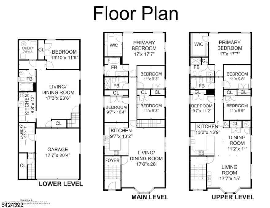 A RARE FIND!!! Welcome to the 2-family home that you've been waiting for in the vibrant city of Elizabeth! Constructed in 2011, this property is ideal for owner-occupants looking to offset expenses with a tenanted top floor, but is equally an excellent choice for investors. Offering over 3,250 s.f. of living space, this special property has a total of nine bedrooms and five full baths.  The Unit 1 duplex features four bedrooms and two baths on the upper level, plus a finished ground floor with living/dining area, kitchenette, bedroom and full bath accessed via an interior staircase or by separate private entrance. Top floor Unit 2 mirrors the Unit 1 upper level layout and is occupied on an M-T-M basis by a long-term tenant that would love to stay. Thoughtfully designed for control over utility use, there are separate furnaces, central air units, water heaters and gas/electric meters for each of the three levels. Socialize and host barbecues with friends in the ample backyard and create a delightful garden to enjoy. In an area where on-street parking is scarce, there is covered parking for two cars in the garage and room for an amazing four+ cars in the oversize driveway.  Enjoy easy access to parks and sports activities, NYC transportation, the NJ Turnpike, Newark Airport, plus shopping destinations such as Jersey Gardens, IKEA, and the near-by boutique retail and enticing restaurants of downtown Elizabeth. Make it your point to come and see this versatile home today!