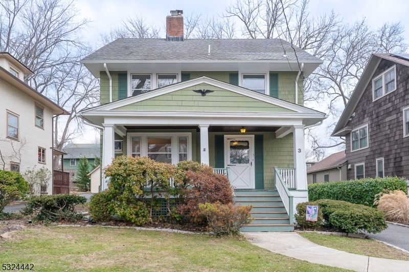 If you are looking for a home to make your own...this classic in-town 5-bedroom offers the perfect palette for the buyer with a decorating flair. The idyllic front Porch is just the beginning to this well cared for side hall Colonial, overflowing with details and charm and ideally located within a 5-minute stroll to Maplewood Village. Welcoming entrance foyer opens to the formal Living Room featuring wood-burning fireplace, wall of front windows with window seat overlooking the front yard and coffered ceiling. Oversized Dining Room with corner China cabinets, beadboard wainscoting and views of rear yard. Generous eat-in-Kitchen offers plenty of potential for the perfect gathering space with access to spacious rear deck overlooking the large, level yard.  First floor full Bath is a huge convenience. Upstairs is where you will find 4 nice sized Bedrooms, tons of closet space and full hall Bath. Generous 3rd floor is comprised of Bedroom 5, den/office, full Bath and attic storage...wonderful space for primary bedroom design! The spacious lower level with laundry area, has plenty of space and easily be finished to accommodates a comfortable Recreation Room.  Steps to NYC Direct trains, restaurants, dining and all that Maplewood offers!  Amazing opportunity to make this lovely home your own!