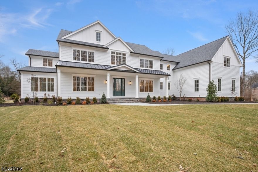 Stunning new construction by premier home builder Boulder Construction. November delivery. This exciting home has it all! Premium quality abounds in the exquisite architectural details and custom finishes that define every space in the home. Beautifully scaled, richly detailed rooms feature high ceilings, hardwood floors, detailed moldings, and custom cabinetry. Enter into a light-filled front-to-back foyer opening to living spaces perfect for entertaining. The gourmet kitchen with a quartz-topped center island, custom cabinetry, and professional appliances overlooks the two-story fireside family room and breakfast room with French doors accessing the covered bluestone patio with fireplace.  A sitting room and library on the main level alongside a full bath allows for a guest room option. Upstairs you will find the impressive primary suite with a sitting room, oversized bathroom, two walk-in closets along with four additional bedrooms with attached baths, a study, and large laundry room. The fantastic 3-acre level lot is located on one of the most coveted streets in Far Hills. Shopping, dining & recreational opportunities abound in the area as well as equestrian facilities and nationally-ranked golf courses. Close proximity to the NJ Transit train, and major highways make this the perfect location. Taxes TBD. Sq.Ft. is an estimate per architectural plans.