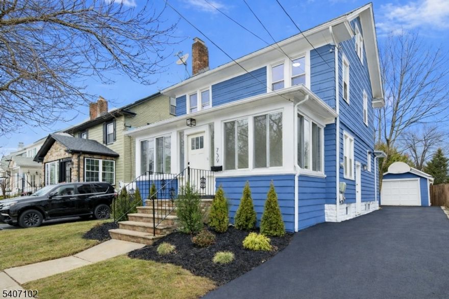 Renovated home located in desirable Elmora Hills. Step into a bright seasonal sunroom featuring new windows and abundant natural light an inviting space to relax or unwind. The living room showcases recessed lighting and a cozy fireplace, flowing effortlessly into the updated kitchen with granite countertops, breakfast bar, and stainless steel appliances. The open-concept layout continues into a spacious dining room, also enhanced with recessed lighting, and sliding doors that lead to the deck perfect for indoor-outdoor entertaining. A convenient half bath completes the main level.The second floor offers three well-proportioned bedrooms, including a primary bedroom with double closets, along with a beautifully remodeled full bathroom. The third floor provides a versatile bonus space ideal for a bedroom, home office, or flex room.Additional highlights include a detached garage and a private yard, offering both storage and outdoor enjoyment. Conveniently located near Kean University, major highways, shopping, and public transportation, this move-in-ready home blends comfort, style, and accessibility.Fireplace is being conveyed in "as is" condition with no know defects. Less then 2 miles from Kean University. Easy access to NJ Transit's North Elizabeth Station providing frequent service to Newark, NYC, Hoboken and beyond, perfect for commuters.