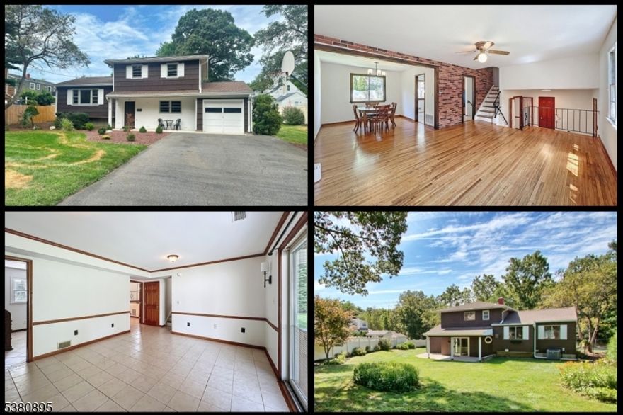 Your dream backyard is finally on the market! Welcome to this charming 4-bedroom, 1.5-bath split-level home, ideally set on one of the neighborhood's most desirable oversized lots. Nestled on over a quarter acre of beautifully landscaped property, this home offers a rare blend of space and privacy. The backyard is perfect for entertaining, gardening, or simply relaxing, complete with mature trees and a large covered patio for year-round enjoyment. Inside, you'll find hardwood floors including the upstairs bedrooms, a bright and open living and dining room, plus an eat in kitchen. A spacious family room on the lower level adds flexible living space with sliders to the large 29x17 covered patio. You'll love the massive unfinished basement presenting endless possibilities for a recreation room, home office, or workshop. Recent updates include a newer central air conditioning unit, newer water heater, new roof in 2020, and upgraded 200-amp electrical service. Additional highlights include an attached garage with interior access, a well-maintained exterior, convenient location near Parks Lake plus easy access to Route 80, shopping and NYC transportation. Move-in ready and set apart by its exceptional lot, this home combines comfort, charm, and potential all in one.