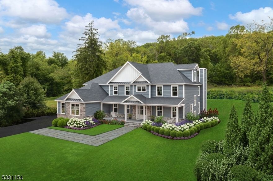 New Luxury Home by DCMVP Builders with Fall Completion! 5 bdrms, 4.1 baths, 2 finished levels of 4,763 sq ft plus another finished 2,460 sq ft in the lower level. Set on a beautiful oversized 2.58 acre lot. Exceptional design details, extensive high-end finishes with the highest quality construction, makes this stunning custom home so special. Features include; Front covered porch, 3 car garage (optional addt'l detached 3-car garage), 9' ceilings on 1st floor, 4" oak hardwood floors, open floor plan, full house generator, large driveway with belgium block edging, closets outfitted, finished basement, and so much more! The 1st lvl boasts a seamless open floor plan; perfect for entertaining! The gourmet kitchen comes complete w/luxury appliances, large center island, sprawling walk-in pantry. Kitchen flows seamlessly to the family rm with 2 story coffered ceiling & modern gas fireplace. The kitchens leads to the expansive backyard with a 25x25 patio and fresh new landscaping. Privately located off the foyer is an elegant dining rm and living rm, large 1st floor bedroom/office and full bath. On 2nd lvl, you will find a fabulous primary suite with vaulted ceiling, 2 oversized walk-in closets, and spa-like bath with a freestanding tub & walk-in shower with double vanities, 3 more bdrms & laundry rm complete the floor. Finished Basement with powder room, exercise room, sprawling rec space, and storage. DREAM location, just 5 minutes to top rated schools, including Pingry School.