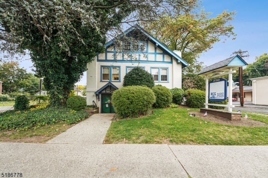 Excellent CORNER location in the heart of Bloomfield. Steps to bustling downtown and easy access to Bloomfield and Glen Ridge direct trains. Perfect for office/medical/house of worship.. 2 Story office over 5400 sq ft building.  First level ready for fit out, 2nd floor has high vaulted ceilings. TONS OF POTENTIAL. Exclusive parking lot w. 8 spots and an additional 6 spots across the street available. OVER 10,000 vehicles per day pass this convenient location.  Perfect investment for 1031 Exchange or qualify for owner occupied 504 loan. Easy access to Bloomfield and Glen Ridge Train stations and downtown. Bordering bustling Montclair!! Currently rented with 2 tenants on Month to Month agreements.