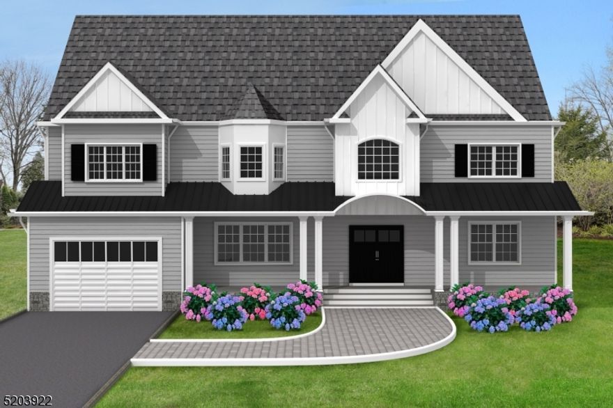 New Construction!  Marvelously orchestrated to be built by Westfield Luxury Homes, LLC, this Center Hall Colonial will brim with generous indulgences & custom details upon completion. The gracious double height foyer sets a fitting preamble to an interior that seamlessly blends traditional style with modern conveniences. Gleaming hardwood floors, windsor casing base molding and crown molding lay a classic foundation upon which the first-floor rooms rise. The inviting living room beams with sunshine that is matched by the dining room radiating a dreamy atmosphere crafted by chair rails and picture box molding. Certainly the ideal place to relax, the family room surrounds you with warmth created by copious windows, recessed lighting & a handsomely surrounded fireplace. The designer kitchen provides abundant custom cabinetry, high end stainless appliances, pantry, and Quartz countertops. Desirable amenities such as a center island with breakfast bar heighten the allure of the kitchen.  Adding to convenience is a guest bedroom with a private full bath.  Ascend the oak stairwell with matching handrails, spindles and picture box molding to a second-floor that introduces the grand primary suite with a custom walk-in closet, fireplace  and a luxurious bath. Three more bathrooms and two more baths add to the enchantment. A finished third floor and full bath adds to an amazing location: close to NYC direct train, major highways, schools & shopping. 10 year Builder Warranty is included.