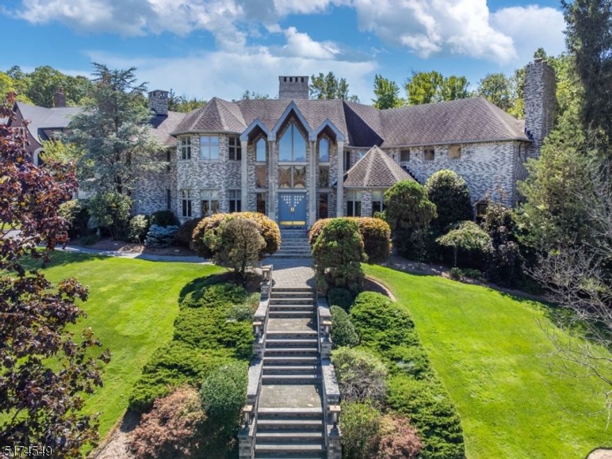 There are no rules of architecture for a castle in North Caldwell! Simply Breathtaking! One of a kind Construction located in Sought-after "Fox Hollow". Approximately 10,000 SQFT of living space including a finished walk-out basement! Dramatic Entry Foyer w/Soaring Cielings, Fairytale Staircase and lots of windows bringing in natural light! Huge wrap around Kitchen w/Center Island, Large Private Eating Area and french doors leading to a massive deck overlooking rear yard! Cozy Family Room w/Stone Fireplace, built-in cabinets and balcony overlooking rear yard and woodland! Primary Bedroom w/Sitting Room, Large Primary Bathroom, walk-in closet, double sided fireplace and French Door to Awesome Covered Veranda w/built-in fireplace! Finished basement featuring walk-out Recreation Room with soaring ceilings and Fireplace Wall! Four Car Side Entry Garage! Spectacular Lot with Inground Pool and Jacuzzi! Positioned less than 20 miles from NYC, this location is convenient for commuting to NYC by bus or train and major highways. Yet the neighborhood is quiet & private, boasting a top rated school district, close to Montclair dining, shopping, events and so much more! Make sure not to miss this Special Home!