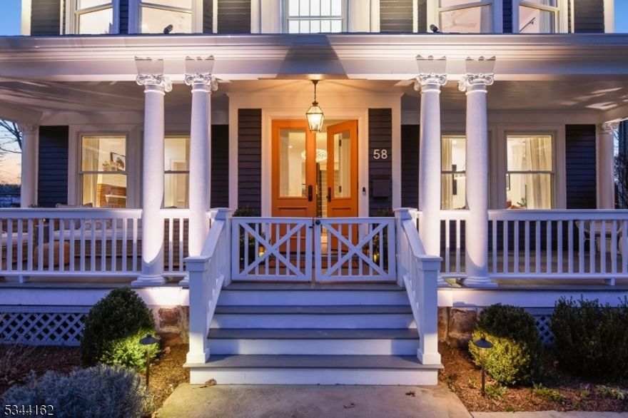 EXQUISITE HOME, MASTERFULLY RE-IMAGINED, seamlessly blends timeless architecture with contemporary luxury on one of Montclair's coveted streets. Visionary 2022 renovation transformed every inch, preserving its historic soul while elevating it for modern living. Gracious front porch, luminous interior, impeccably restored woodwork & new windows that bathe every corner in natural light. Living room's gas fireplace offers a sophisticated focal point, while meticulously refurbished stained glass infuses the space with old-world artistry. Curved glass picture windows in the dining room flood the room with light.New eat-in kitchen is a masterpiece outfitted with Wolfe & SubZero, stunning cabinetry, striking center island. Large double doors feature views to the fenced-in private yard and lead out to the deck, perfect for entertaining or quiet respite. Impressive main staircase anchored upstairs by exquisite stained glass windows. 2nd floor includes Primary ensuite with large bespoke walk-in closet & new bath, 2 additional bedrooms & new hall bath. 3rd floor private retreat expansive family room with projection system, wet bar & drinks fridge plus additional bedroom & new full bath. Lower level rec room, gym & pristine full bath. Full house generator. Refer to floor plans & 3D tour. Just 2 blocks from Walnut Street train, this extraordinary home blends historic grandeur & modern sophistication, an unparalleled opportunity to live beautifully in Montclair. You have to see to believe!