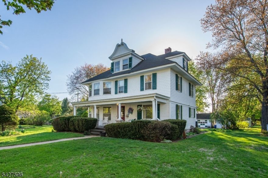 Unique opportunity to own this 116 year old Succasunna colonial on 1 acre corner lot with 2 car detached garage and workshop. Hardwood floors and beautiful woodwork throughout most of the home. French doors to the large living room. Pocket doors to the dining room. 4 bedrooms (One is currently set up as a kitchen/laundry room). 2 full bathrooms. The 2nd floor bathroom has a new granite vanity. The eat-in kitchen offers many possibilities, including a connecting small office that could become a large pantry. Large  walk-up attic. Full basement with outside access. Newer furnace & water heater. Don't miss the extra yard space to the right of the garage & workshop. Walking distance to Horseshoe Lake beach & recreation complex as well as the high school & middle school. Within minutes of shopping, dining, Routes 10, 46, 80 & 206 plus the Mount Arlington Train Station.