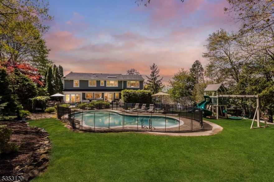 Discover an unparalleled opportunity on one of Livingston's most coveted streets, nestled in the prestigious Riker Hill neighborhood! This colonial is your perfect canvas to create a dream home, blending comfort, elegance, and resort-style living. Beautiful landscaping provides impressive curb appeal, hinting at its unlimited possibilities. Inside, a thoughtfully designed layout features a renovated chef's kitchen with state-of-the-art appliances, sleek cabinetry, and wood flooring. The sun-filled living room boasts a wood-burning fireplace, while the family room offers serene backyard views. Slider doors open to a private outdoor retreat with a heated pool, large deck, and fenced yard " ideal for entertaining with an outdoor sink, cabinet, shed.Upstairs, the primary suite offers soaring ceilings and a spa-like bathroom with a jetted tub, steam shower, and double vanity. The hall bath includes a stall shower and double sinks. Additional highlights include main floor laundry, wood flooring beneath most upstairs carpet, and basement storage. The home features clapboard siding, a new pool heater, oversized driveway, and designer window treatments.This is your chance to infuse personal style, maximize potential, and make it truly your own. Enjoy the unparalleled convenience of Livingston's top-rated schools, NYC transportation, shops, and dining. Experience the best of Livingston, shaping this property into your ultimate sanctuary.