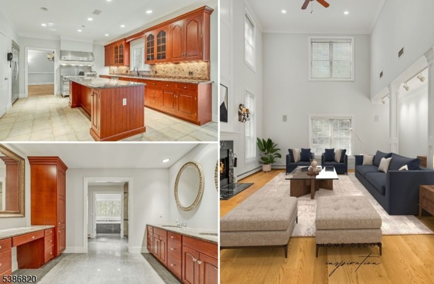 This stately Stonehedge Estates colonial features 4 bedrooms, 2.5 baths and an oversized 2-car garage. Nestled among mature trees on a 1.54-acre lot, this home is part of an inviting community offering privacy yet quick access to Rt. 23, making it one of the area's hidden treasures. Step inside to a welcoming two-story foyer that opens to a spacious living and dining room featuring hardwood floors with picture frame accents and extensive molding. The chef's kitchen will take your breath away with granite counters, center island, built-in refrigerator, and a professional-grade Viking range. The kitchen flows seamlessly through the breakfast area to the dramatic family room with two-story ceilings, abundant windows, and a wood-burning fireplace framed in black marble. The main level is completed by a private study with French doors. Upstairs, you will find a comfortable primary suite with a luxurious ensuite bath, sitting room, walk-in closet, and laundry facility. There are three additional generously sized bedrooms with large closets and hardwood floors. The expansive, finished walkout basement offers flexible living space and is already plumbed for a third full bath. The home has been freshly painted, inside and out. Set within one of the area's most desirable neighborhoods, this home offers the perfect balance of privacy, convenience, and elegance just 47 miles from Manhattan yet worlds away in its peaceful wooded setting.