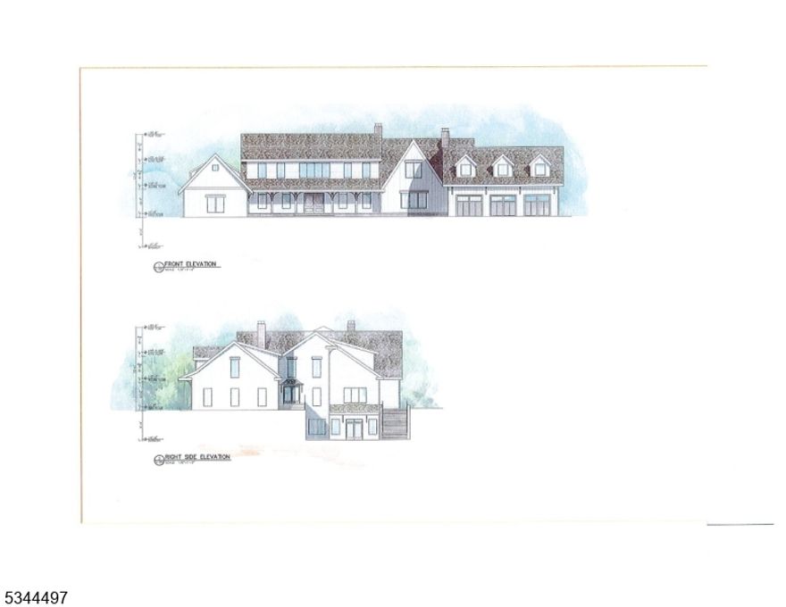 The architectural plans are complete for a home that truly embraces blending modern luxury with serene surroundings. This stunning residence will feature five generously sized bedrooms, including three with ensuites baths, along with four full and two half baths. The first floor is designed with an open-concept kitchen, providing a perfect space for entertaining, and it's highlighted by a unique floating fireplace juxtaposed between the kitchen and great room. The floorplan includes both first and second-floor primary suites. Designed with curated elements to enhance comfort and style, including sliding glass doors as well as convenient first and second-floor laundry suites (with dedicated pet wash station) and an optional personal elevator. Outdoor living is equally impressive with upper and lower patios,complementing the finished walkout lower level, which also offers the option of a theater room.  A  purposefully designed five-car garage provides ample space for car enthusiasts. Boasting rare southern vistas without restrictions, this Mendham property offers the unique convergence of charming small-town life with access to sophisticated shopping destinations, and a quick reach of NJ Transit, providing mid-town direct service to Manhattan.  Furthermore, Mendham Township schools are consistently ranked among the best in the state, offering the Interbaccalureate Program and excellent educational opportunities. The land is currently farm assessed, further enhancing its appeal.