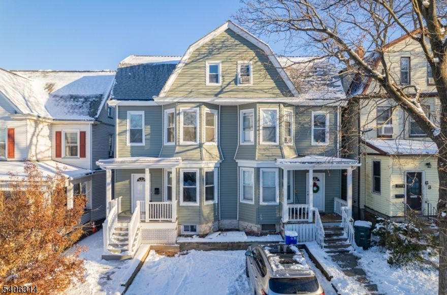 Side-by-side duplex featuring two units, each offering 4 bedrooms and 2 bathrooms, for a total of 8 bedrooms and 4 bathrooms. One unit has recently completed renovations and is vacant, while the other unit is currently occupied. Located less than one mile from the South Orange Train Station for quick and easy travel to NYC.