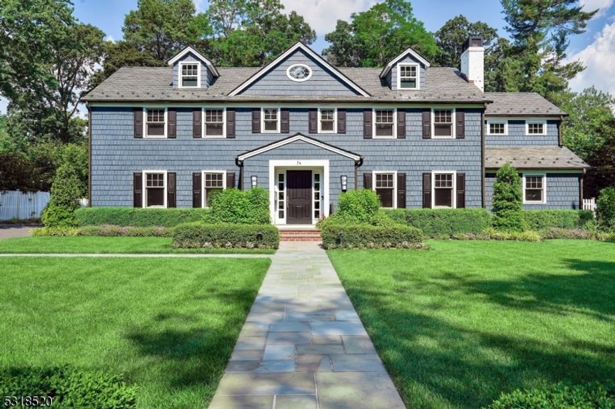 Spectacular colonial ideally situated on over half of a perfectly flat acre on one of the most coveted streets in Old Short Hills. Completely gut renovated and expanded to perfection in 2014, this chic and sophisticated dream home has it all with everything new from the foundation up. Wonderful flow with a banquet-sized dining room, private first floor office with built-ins and impressive gourmet kitchen with Sub-Zero 36" refrigerator, Sub-Zero 36" freezer, Wolf 8-burner double oven gas range, inviting banquette seating and nearby fireside family room with coffered ceiling. A luxurious primary bedroom suite boasts a gas fireplace, vaulted ceiling, two custom walk-in California closets and spa-like bath. Four additional bedrooms reside on this level. Lower level offers a large rec room and exercise room. Boasting a newly installed pickleball court, this is a home that you will never need to leave!