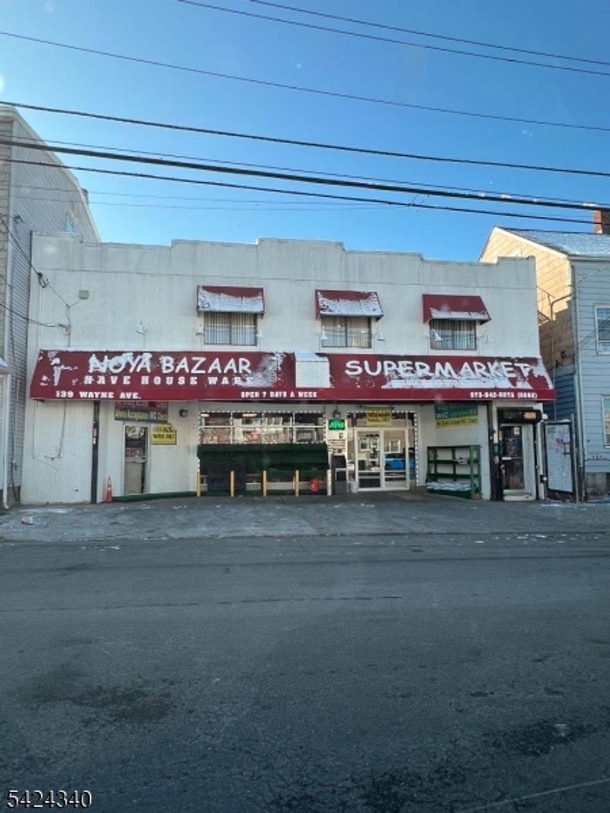 Strategic retail/investment opportunity in Paterson's highly active Totowa commercial corridor, immediately west of Downtown Paterson. This property consists of a 5,050 SF two-story retail building situated on a 50' x 101' lot, offered vacant at closing to provide immediate flexibility for owner users, investors, or purchasers interested in redevelopment. Currently operating as a supermarket, the property includes existing walk-in coolers/freezers and a functional retail layout well suited for grocery, specialty food, discount retail, medical, or other neighborhood serving commercial uses. Located in a densely populated residential trade area with strong pedestrian and vehicular traffic, the asset offers excellent visibility, established consumer demand, and durable long term retail fundamentals. Rare opportunity to acquire a vacant urban retail asset with owner user utility, lease up/investment upside, and future redevelopment potential in one of Paterson's most established neighborhood retail submarkets.