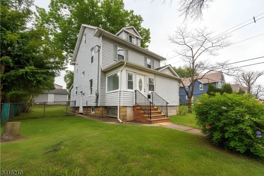 This home offers bright living spaces and modern upgrades throughout. The first floor features an open living and dining area, a cozy breakfast nook, and an updated kitchen with new cabinetry, all-new appliances, and direct access to the backyard. Upstairs are three bedrooms and a full bathroom. An expansive attic provides excellent storage or potential for future finished space. The basement includes a dedicated laundry and utility area, and the home is equipped with brand-new central air conditioning and forced-air heating for year-round comfort. Outside, a spacious backyard leads to a large detached two-car garage. Conveniently located just minutes from the Garden State Parkway, downtown, and shopping