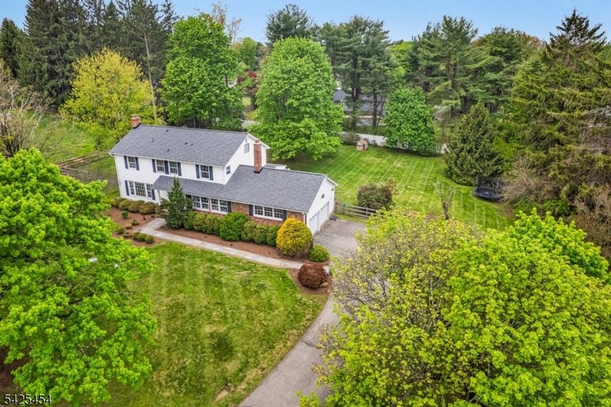Outstanding Center Hall Colonial w classic charm located in the quaint Brookside section of Mendham Twp-move-in ready & perfect from top to bottom. Comfortable, easy living floor plan comprising 3,182 sq ft with 9 rooms including 4 airy bedrooms, two full renovated baths & updated powder room, heartwarming kitchen w granite & premium appliances, lovely living room and fantastic family room each w fireplace, formal dining room, resplendent sunroom, & finished basement. Expansive Trex deck & 2 car attached garage w paved driveway & ample parking. Professionally landscaped 1.02 acre property w pancake-flat, fully-fenced rear yard (swimming pool possible). New hot water heater plus new roof.  Welcoming neighborhood setting close to the center of Mendham w its top rated schools!
