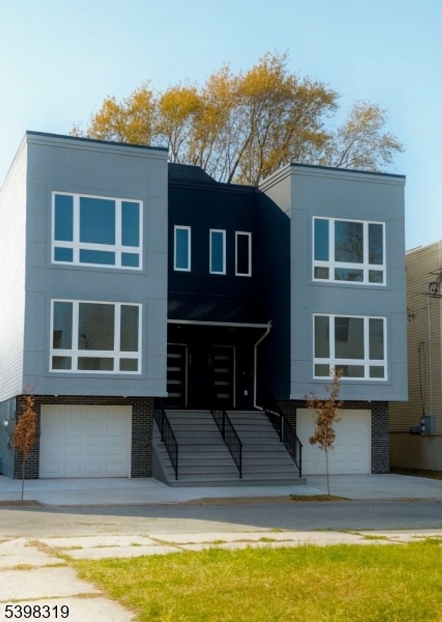 This New Construction Modern collection sets a new standard for modern living and investment in Essex County. This attached two-family residence (LEFT Side) is thoughtfully designed with 6 spacious bedrooms, 4 full bathrooms, and a private two-car garage, making it perfect for both homeowners and investors seeking premium rental potential. The ground floor includes a versatile recreation room with direct access to the backyard, making it ideal for entertaining, a home office, or a guest suite. Step inside to experience sophisticated finishes, high-end appliances, and a sleek modern design throughout the home. One of the standout features is the full rooftop terrace, your private oasis in the sky, ideal for gatherings, relaxation, and taking in panoramic views...Upgrade options available. Additional advantages of this project include optional upgrade packages to personalize your dream home, a 5-year tax abatement for exceptional savings, and a builder's warranty that provides peace of mind. This is more than just new construction; it's a lifestyle and a unique opportunity. These homes represent a rare chance to secure one of Irvington's most exciting developments. The home is Virtually Staged. RENDERINGS ARE FOR INSPIRATIONAL PURPOSES ONLY AND SUBJECT TO CHANGE. NOW AVAILABLE! Present all offers!