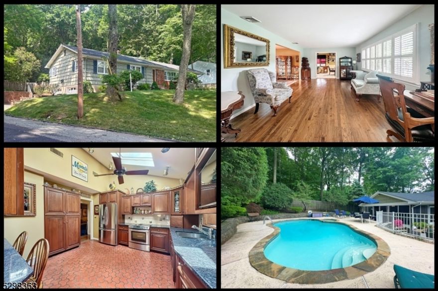 WML Dream Home! This sprawling 4 bedroom 2.5 bath ranch offers the perfect blend of comfort, space, and convenience, located in the highly sought-after White Meadow Lake community with exclusive lake privileges. Enjoy resort-style living in your own backyard with a beautifully maintained in-ground, heated pool & spa with cool-touch patio perfect for relaxation & entertaining all summer long. You will love the huge enclosed porch providing outdoor charm + indoor comfort to enjoy the outdoors without worrying about the elements. The modern custom kitchen features 2 large skylights, cherry cabinets with some glass fronts, granite counters, custom tile backsplash, built-in wine rack, stainless steel appliances, and a wonderful garden window. Beautiful Hardwood Floors add warmth & sophistication to the living areas. You will appreciate the abundant closet space throughout, with room for all your belongings. The Newly re-finished basement provides storage galore + extra living space for a home theater, game room, or in-law suite. The possibilities are endless! The convenient 2-car garage has plenty of room for vehicles, tools, and additional storage. ENJOY the White Meadow Lake Lifestyle with Year-round Activities, Clubhouse, Day Camp, Pre-School, Lake with Boating, Fishing, Swimming, + 3 Beaches, Pools, Playgrounds, Tennis, Pickleball & Basketball Courts, Athletic Fields & More.  Don't miss this rare opportunity to own a piece of paradise. Schedule your private tour today!