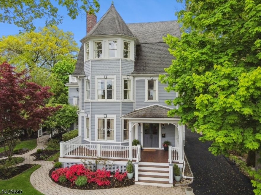 Refined Victorian living with the architectural character we all love - soaring ceilings, beautiful period detail, multiple bay windows & central air - reimagined for how you actually live. The inviting front porch opens to a main level that strikes the right balance between classic and current - living room & large family room, each anchored by its own fireplace for effortless entertaining or quiet nights in. The chef's kitchen with sunny breakfast room connects seamlessly to the deck and patio, overlooking a deep, fully fenced yard - private, usable, and ready for everything from morning coffee to summer gatherings. Upstairs, the second floor features four bedrooms and two full baths including a primary suite with its own balcony overlooking formal gardens, along with an ideally located laundry room. The third floor adds two more bedrooms, another full bath, and a flexible lounge ideal for guests, work-from-home, or creative space. Perfectly located just two blocks from Upper Montclair Village restaurants, shopping, fitness & The Bellevue Theatre with Anderson Park and NYC direct train & bus access moments away.