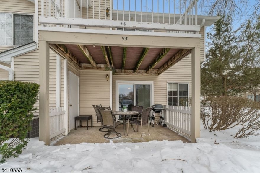 Welcome to 55 Sage Ct, a desirable END-unit condo in the sought-after Mayfield Community of Bedminster, NJ. This well-cared-for residence features 2 bedrooms and 1 bath  thoughtfully designed single-level living, offering both comfort and convenience. Natural light fills the open layout, creating a bright and inviting atmosphere. The spacious living and dining area flows seamlessly to a private patio with direct access to parking, enhancing everyday ease. The end-unit location provides added privacy and a quiet setting.The renovated kitchen highlights modern finishes and updated amenities, while the refreshed bathroom offers a clean, stylish feel. The generously sized primary bedroom includes ample closet space, direct access to the bathroom, and a separate vanity area. A second bedroom allows flexibility for guests, a home office, or additional living space. In-unit laundry adds everyday practicality. Mayfield residents enjoy a variety of amenities, including a clubhouse, outdoor pool, tennis courts, gym, playground, and scenic walking paths. Convenient access to major highways supports an easy commute, and Kings Shopping Mall is just minutes away with shopping and dining options.