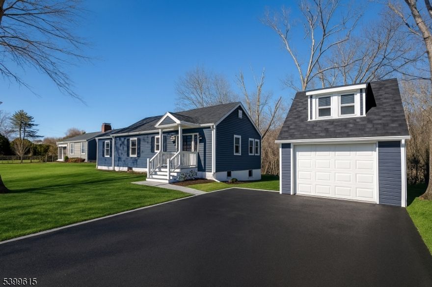 LOVE WHERE YOU LIVE! This beautifully renovated ranch offers 3 bedrooms, 2.5 baths, a finished walkout basement and soothing waterfront views from almost every room! This home's backyard comes out to the bend of Rockaway River offering peaceful water views and the relaxing sound of flowing water yet is NOT IN A FLOOD ZONE, giving you all the beauty without the worry. Inside, enjoy an open floor plan with a brand-new kitchen featuring custom cabinetry, granite countertops, and all new stainless steel appliances, flowing seamlessly into the dining and living areas. The spacious living room features a cozy fireplace and picture windows framing the river. The primary bedroom offers a walk-in closet and a gorgeous en suite bathroom with tiled walk in shower. All bathrooms throughout the home have been fully renovated. Major upgrades include a new roof, natural gas heat, brand-new furnace and central air, all new windows, all new flooring, fresh paint, new water heater, all new appliances truly move-in ready. The finished walkout basement provides a huge family room, laundry area, and a convenient half bath. Outside, you'll find a detached garage with a loft, perfect for storage or transforming into an outside office. The newly repaved driveway adds to the home's crisp, updated appeal.With true waterfront access in the backyard on the Rockaway River, this home brings tranquility to everyday living. Make your dreams come true this could be your home just in time for the New Year!