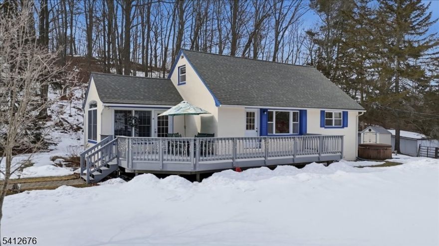 Charming Cape Cod on 2.25 private acres.  Serene River & Trail community of Blairstown Twp..  This exceptional home sits on 2.25 acres, offering privacy & endless outdoor adventures.  Ample parking for 6+ cars. Ascend the staircase to a meticulously maintained deck with secure gates leading to inviting Entry & Main level.  Step into the passive solar sunroom, wrapped in warm wood finishes bringing the outdoor in year-round.  Chef's kitchen awaits flowing seamlessly into the dining area highlighted by a stunning full stone wall and cozy wood-burning fireplace. Expansive living room boasts a breathtaking picture window framing your front acreage. Complete this level w/2 generous bedrooms & full bath.  Spacious Upper-Level w/office sets the stage for productivity, leading to the super-sized primary bedroom with its own full bath.  Ample storage closets keep everything organized. Fully Equipped Lower Level- Full basement with central heat and A/C versatile & comfortable.  The front is finished with carpeting ideal for a game room or home theater.  Access the utility hub featuring washer/dryer, efficient HVAC, oil tank, UV water treatment, whole-house filter w/ water tank, radon mitigation system & generator hookup. Unwind on the patio with a fire pit, hot tub and custom treehouse.  Practical perks include a storage shed and a horse barn out back.  Durable block & Stucco construction. Septic system & roof in 2018.  This is more than a home, it's a lifestyle.  Pictures to come.
