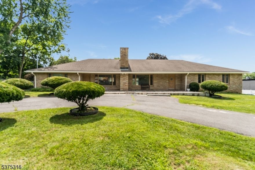 This Big Brick Ranch house offers 4/5 bedrooms and 4 full bathrooms with extra office space. Enjoy generously sized rooms, perfect for both entertaining and everyday living., The full finished walk out basement offers endless possibilities recreation space, home gym, guest suite or office space. The house has 4 full bathrooms so no more waiting in line each bedroom has convenient access to a bathroom. The attached two car garage protect your vehicles from the elements with additional storage space. Beautiful massive circular driveway Impress guests and accommodate large gatherings with parking for up to 8 to 10 cars. This house is nestled in a desirable section of Franklin Twp, offering both privacy and accessibility. This is a AS IS sale. Fire Place is not at all used by the Owners. Please see the virtual tour to see the floor plan of the property.