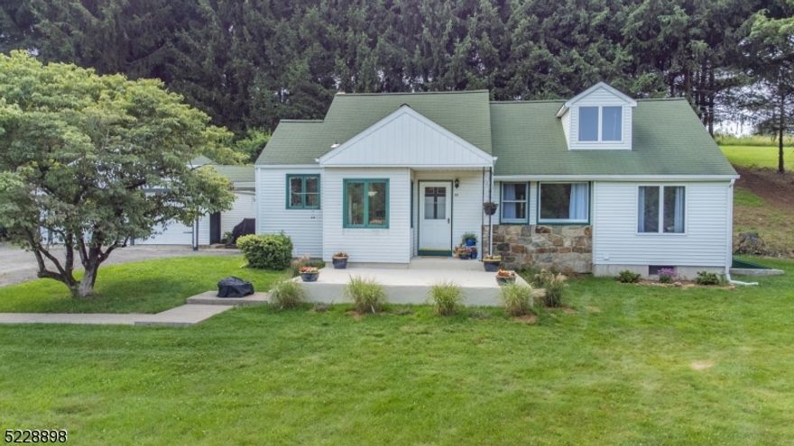 A GORGEOUS setting, on a hill overlooking the valley!  A tree-lined driveway leads to this updated Cape with inground pool.  Freshly painted kitchen with breakfast nook, light and bright living room/dining room with wood flooring and views from every window!  Two bedrooms plus den on 1st floor and huge bedroom on 2nd floor.  Other features include under eaves storage upstairs, new Trane furnace and updated central air, newer well pump and tank, newer water heater, pool recently resurfaced, new filter and pump in 2022. Old Farmers Road school district and West Morris Central High School with IB Program. Property is both Washington Twp, Morris Cty (Block 57/Lot 12.6 - 1.124 acres) and Tewksbury Twp, Hunterdon Cty (Block 4/Lot 10.1 2.02 - acres) for a total of 3.144 acres.*There is currently a handshake agreement between neighbors for neighbors to grow hay in front field*